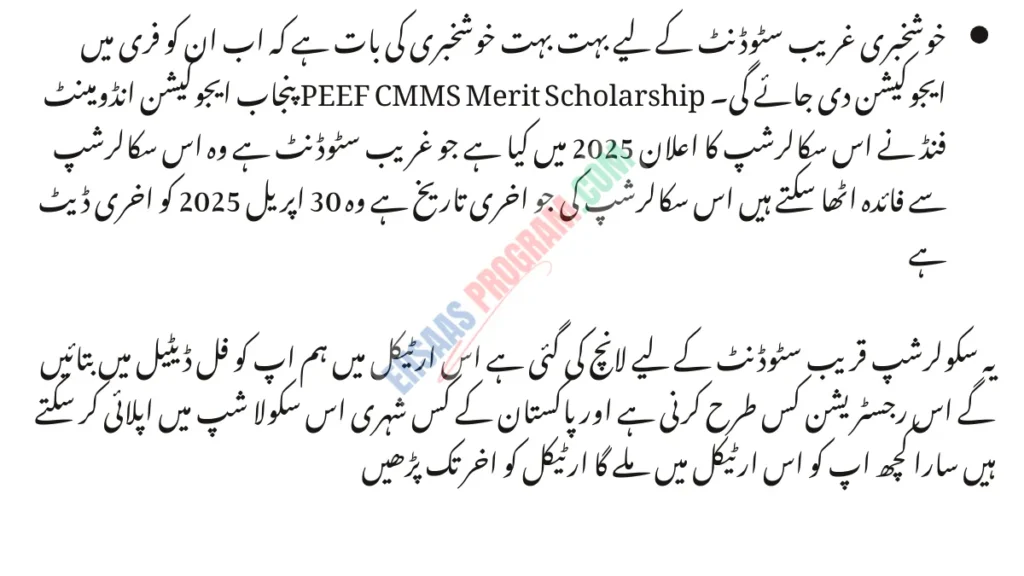 PEEF CMMS Merit Scholarship