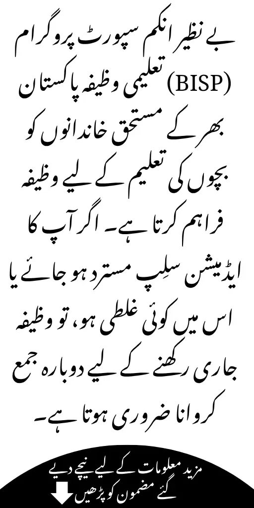 How to Resubmit Admission Slip for BISP Taleemi Wazaif 2025 - Complete Guide